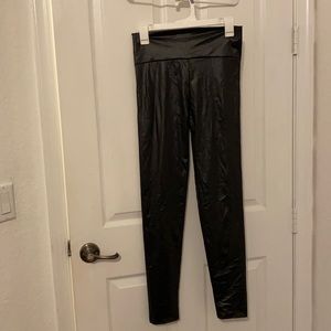 Leather zip up leggings